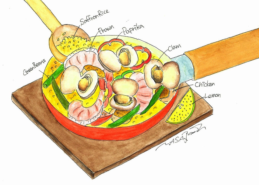 繪本の料理-Simple-step, Paella/西班牙海鮮飯