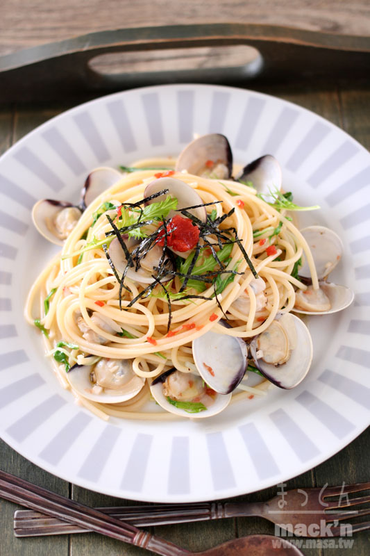 義大利麵食普,海鮮食譜-簡單快速! 蛤蜊&水菜Ume-boshi 和風Pasta