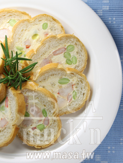 下酒,海鮮食譜-French bread with prawn & cream cheese蝦子乳酪法國麵包