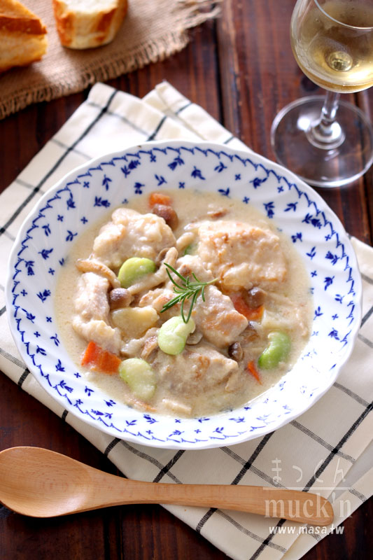 雞肉食譜,冬天-京風味噌奶醬燉雞肉&蘑菇