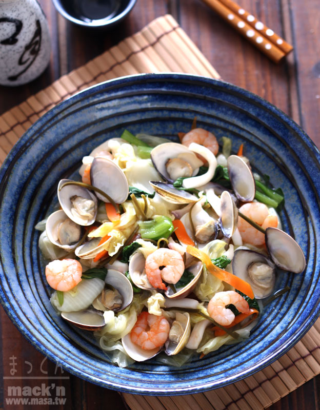 日本料理,減肥食譜,下酒-健康清爽海鮮&蔬菜の酒蒸