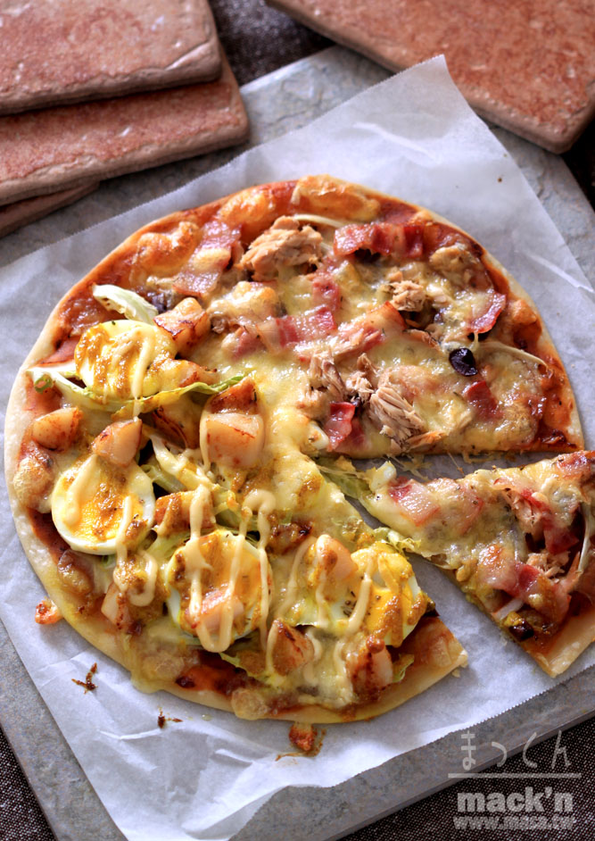 披薩食譜,點心食譜-免發酵披薩簡單 half&half Topping