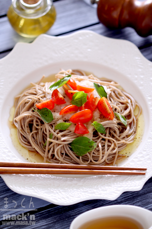 日本料理,義大利麵食譜-Super quick番茄&Basil清爽義大利風蕎麥涼麵