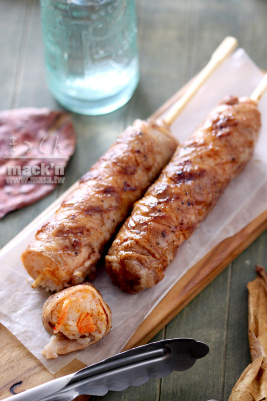 烤肉食譜,豬肉食譜-BBQ豬肉Kimchee飯串