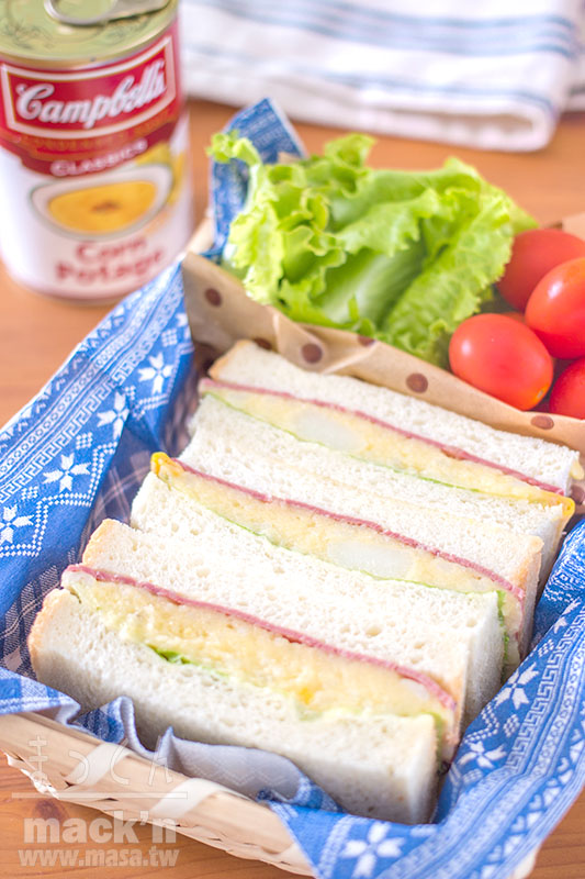 野餐食譜,早餐食譜-玉米湯風味馬鈴薯沙拉三明治