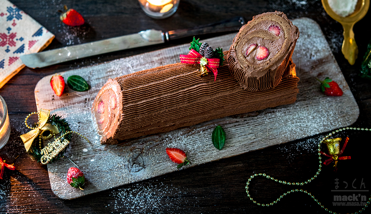 蛋糕食譜，聖誕節-草莓&巧克力聖誕木柴蛋糕